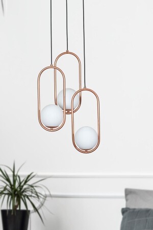 Zenga 3 Piece Copper Metal Body White Glass Design Luxury Chandelier LZRNAVZ35 - Luzarana