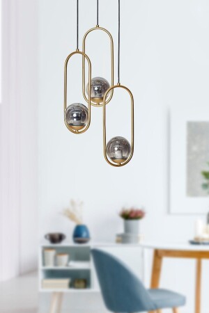 Zenga 3-Piece Yellow Metal Body, Smoked Glass Design Luxury Chandelier LZRNAVZ26 - Luzarana