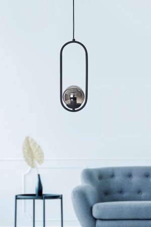 Zenga Single Anthracite Metal Body Smoked Glass Design Luxury Pendant Lamp Chandelier LZRNSRKT16 - Luzarana