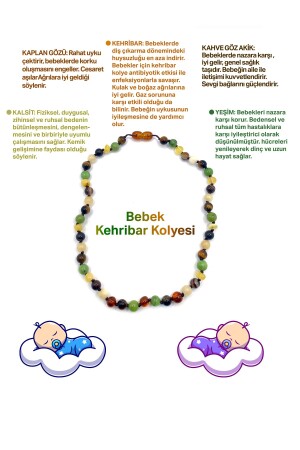 Zertifizierte Baby-Bernstein-Halskette (Bernstein, JADE, TIGERAUGE, BRAUNAUGE, ACHAT, CALCIT) - Osmanli Doğal Taş