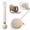 ZESTAW 37 Smoczki symetryczne z zawieszką i pojemnikiem – zestaw beżowy - BABYONO