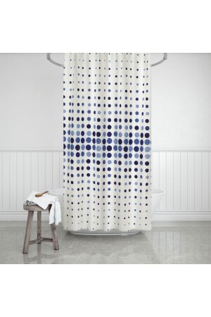 Zethome Blue Polka Dot Bathroom Curtain Single Wing 1x180x200 Shower Curtain BAPEVD4961MAVT - Zethome