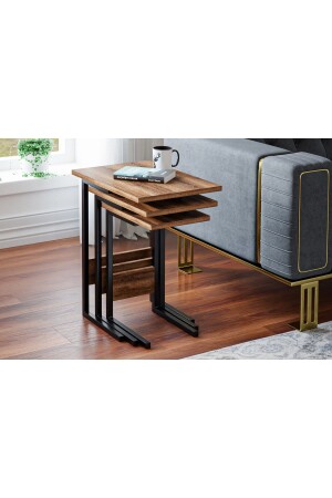 Zg3 3-Seat Nesting Coffee Table, Metal Coffee Table - Oak ZG1-3653S - Ceramical