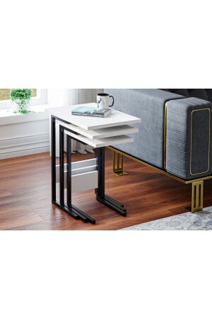 Zg3 3-Seat Nesting Coffee Table, Metal Coffee Table White ZG1-3653S - Ceramical