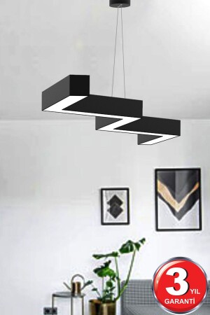 Zigzag (Black Case, Daylight) Modern Led Chandelier with LED, Living Room, Kitchen, Living Bedroom, Pendant Lamp Zigzag 30cm Arm Black 4000K - Hegza Lighting