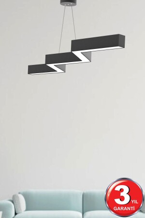 Zigzag (Black Case, White Light) Modern Led Chandelier with LED, Living Room, Kitchen, Living Bedroom, Pendant Lamp Zigzag 30cm Arm Black 6500K - Hegza Lighting