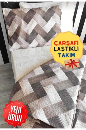 Zigzag Brown 4 Piece Duvet Cover Set with Elastic Sheets for Single Person (100x200 Cm) yenizigzak-nevrresimtk - GASEL ÇARŞI