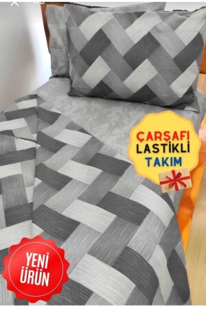 Zigzag Gray 4 Piece Duvet Cover Set with Elastic Sheets for Single Person (100x200 Cm) yenizigzak-nevrresimtk - GASEL ÇARŞI
