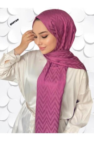 Zigzag Pattern Lilac Cotton Jacquard Shawl - Şahtan