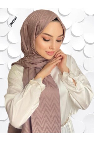 Zigzag Pattern Mink Cotton Jacquard Shawl - Şahtan