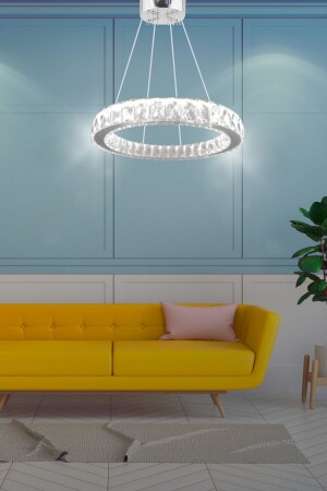 Zilla Tekli Modern Sarkıt Kristal Taşlı Led Avize - 3 Renk (BEYAZ - SARI - GÜN İŞIĞI)30 Cm SAFİR30GMS - bestof tasarım