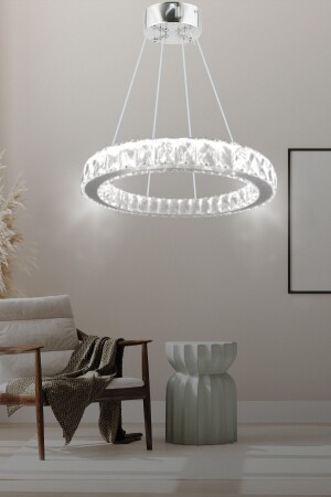 Zilla Tekli Modern Sarkıt Kristal Taşlı Led Avize - 3 Renk Kumandalı-(BEYAZ - SARI - GÜN İŞIĞI)40 Cm SAFİR40GMS - bestof tasarım