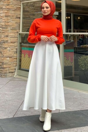 Zippered Long Scuba Skirt - Cng Moda
