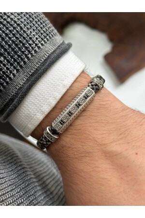 Zircon Stone Embroidered Genuine Leather Men's Bracelet CQbracelet00532 - cheetah quality