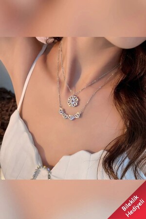 Zircon Stone, Multi-Heart, Closable Clover Magnet, Tarnish Resistant Steel Necklace - The Collection