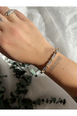 Zircon Xoxo Model Gold Plated Tiffany Cast Waterway Bracelet - Aslı Jewelry