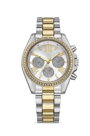 Zirkon Taşlı Gümüş-gold Renk Analog Kol Saati STORİST0257 - İSTLİV