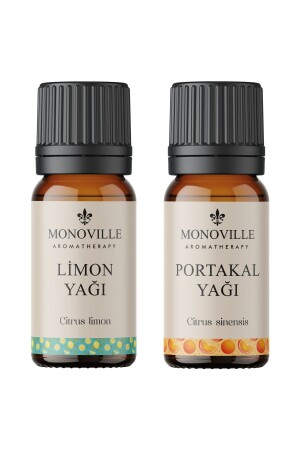 Zitronenöl 10 ml – Orangenöl 10 ml, 2er-Set, 100 % rein und natürlich (Zitronen- und Orangenöl), 2 x 10 ml - Monoville