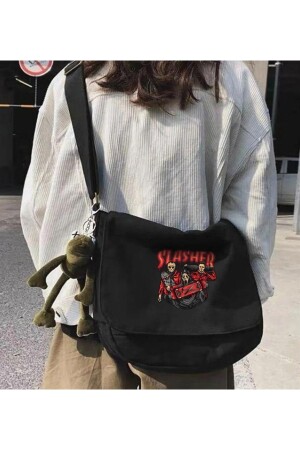 ملابس صلبة من الـ MNZ Slasher المطبوعة Unisex Black Messenger Bag 56787656789876 - Touz