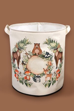 Zoo Printed Multi-Purpose Toy Storage Box Dirty Laundry Basket Folding Organizer Basket 37x40 - Prendi Home