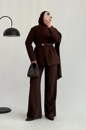 Zra Model Premium Jacket Suit Dark Brown - Nuuwears