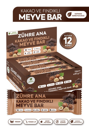 Zühre Ana Cocoa and Hazelnut Fruit Bar, Sugar-Free, 35g x 12 Pieces - Zühre Ana