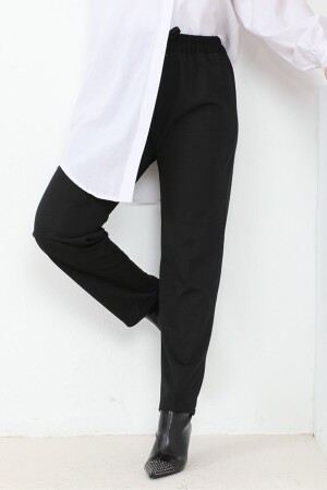 Zülal Elastic Waist Pocket Trousers 651 - Black - Bestenur
