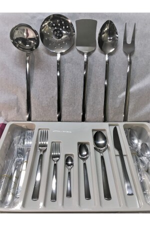 Zümrüt 77 Piece Spoon Fork Knife Set for 12 Persons, (service. li ) Emerald 77 - Kardelen