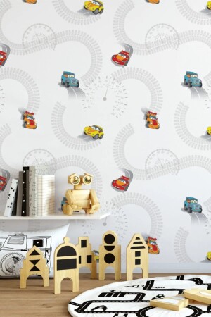 Zümrüt Kids 435-1 Çılgın Yarış Araba Desenli Çocuk Duvar Kağıdı 5 M² - Milky Baby